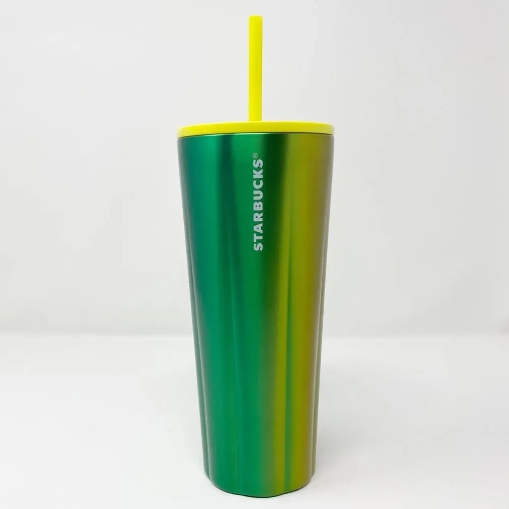 STARBUCKS LIME SPECKLE STAINLESS STEEL COLD CUP VENTI‎ NWT